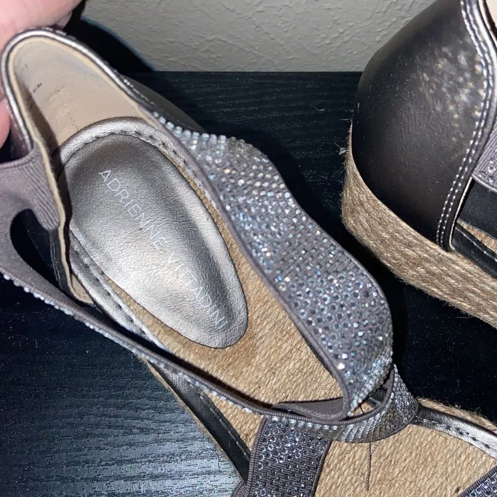 Adrienne Vittadini Barri Espadrille Wedge Sandal Shimmer ladies 8